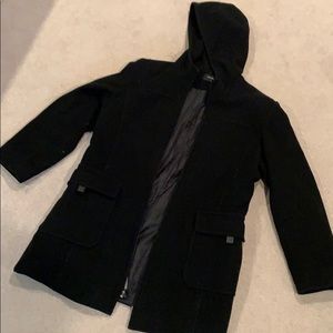 Womens Black Hooded Winter Coat